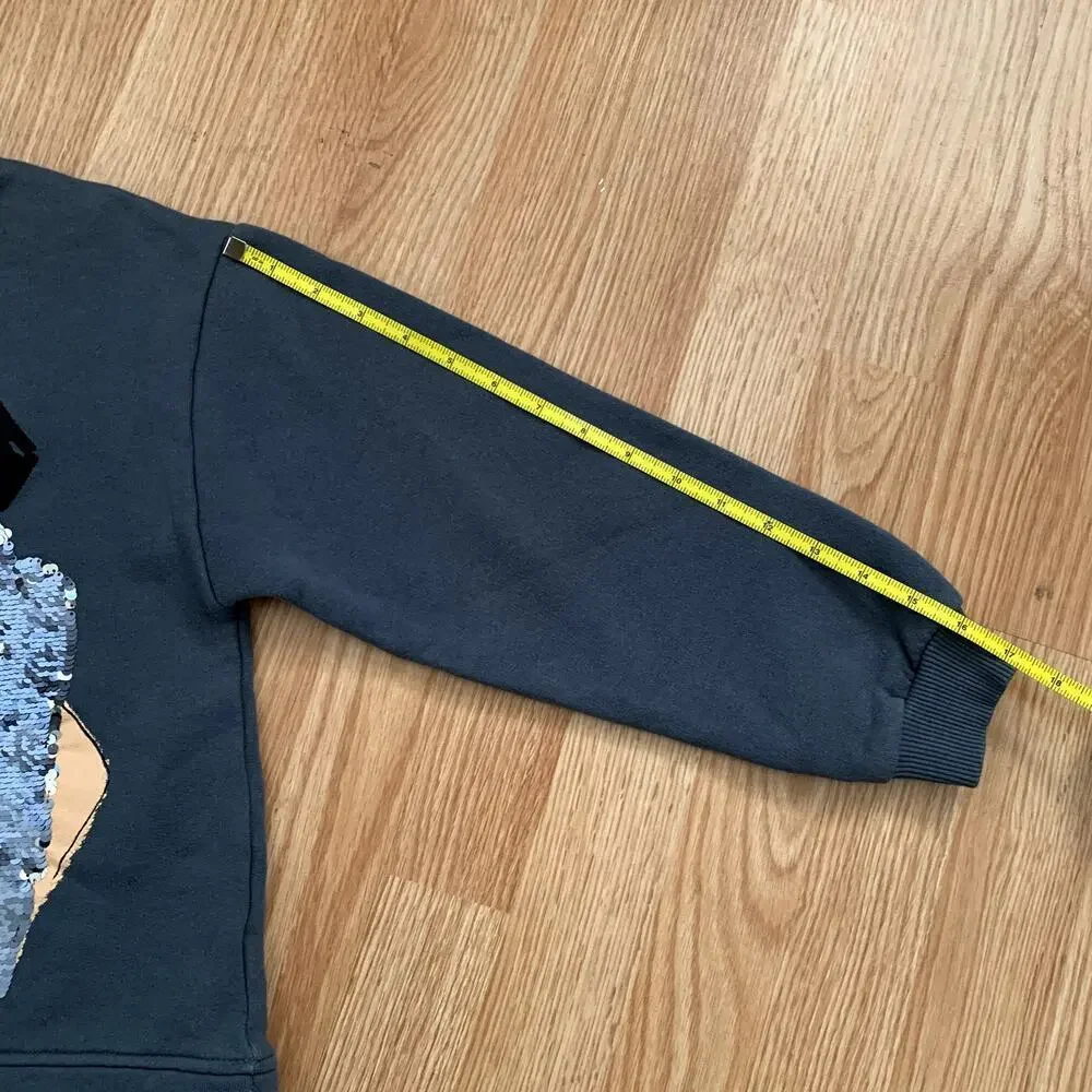 Zara Sequined Girl Graphic Peplum Crewneck Cotton Sweatshirt Size 13-14